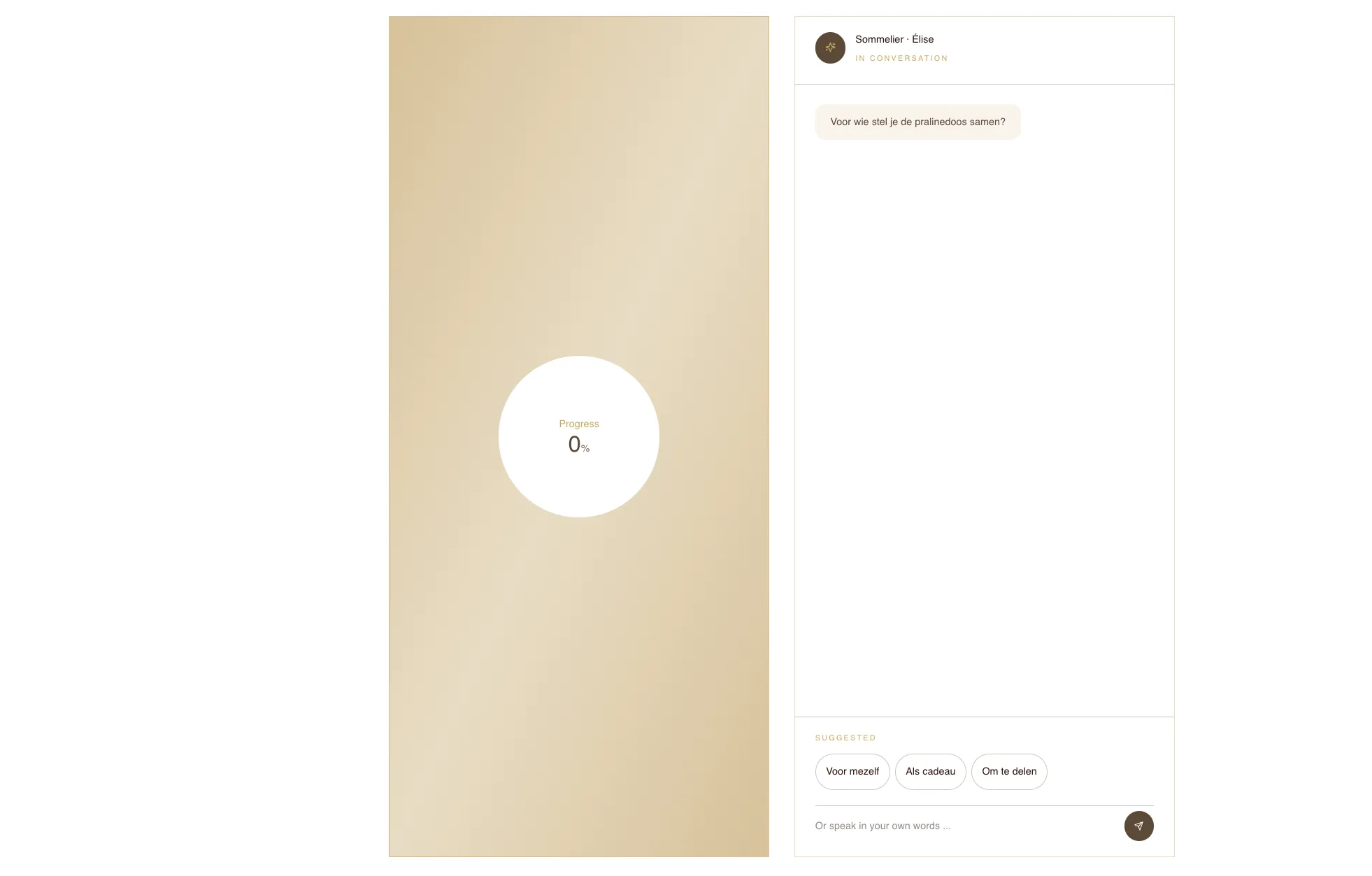 Chocolate Sommelier chat interface