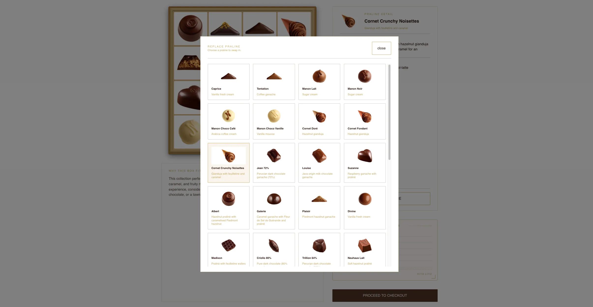 Chocolate Sommelier configurator interface