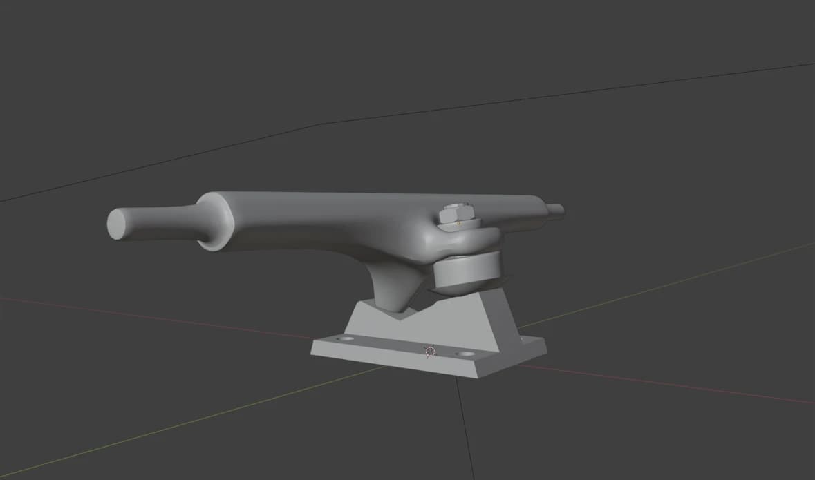 The skateboard truck model in Blender